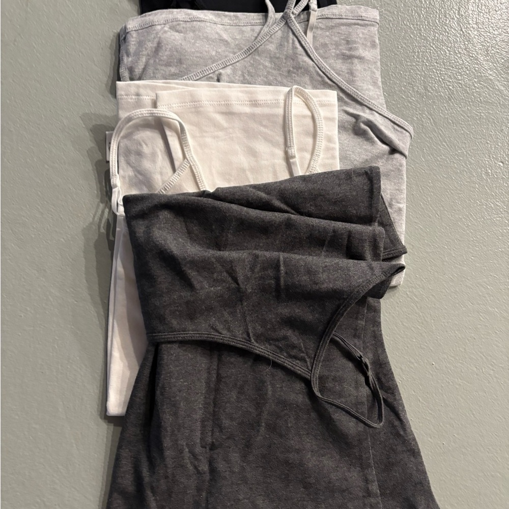 Set of Three Camisoles in Gray, White, and Black